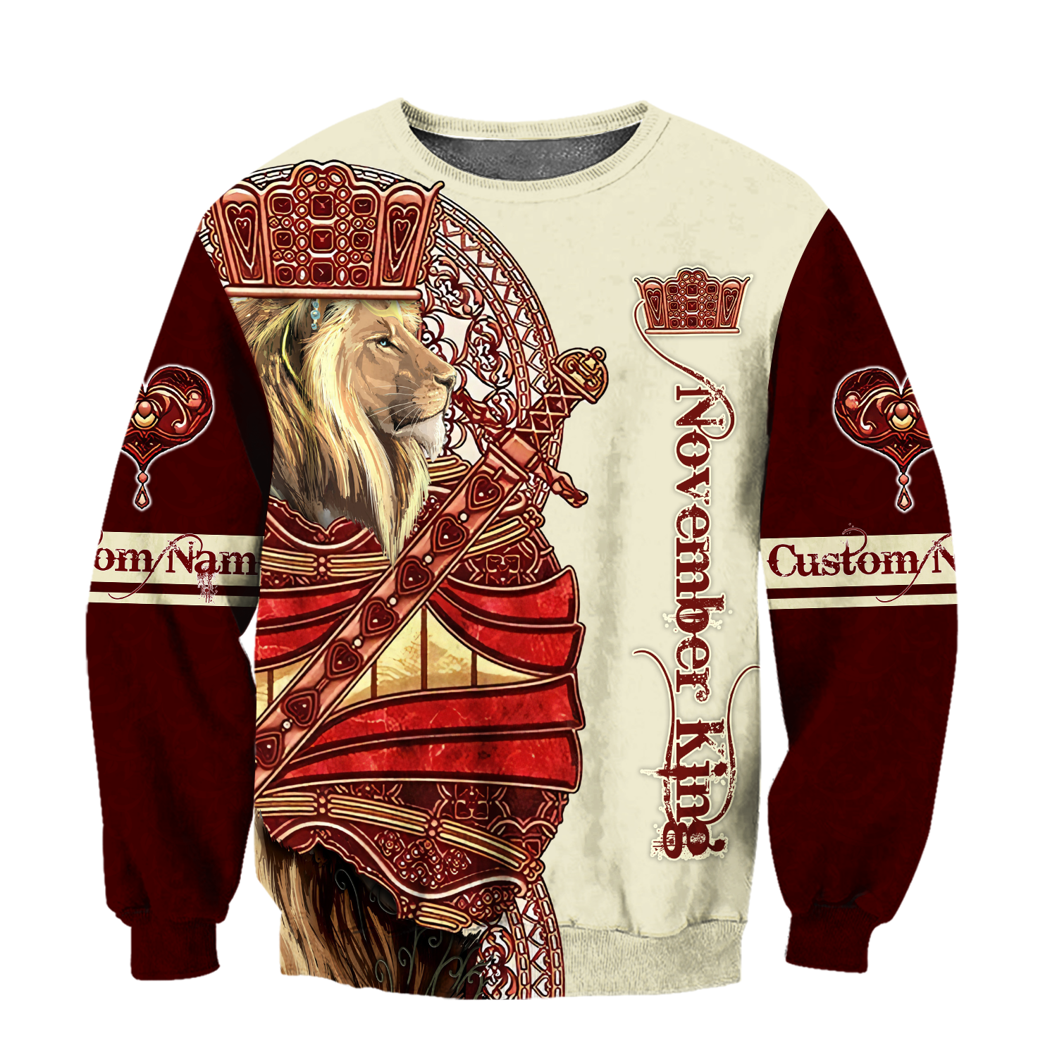 Custom Name November King Lion 3D  All Over Printed Unisex Shirts