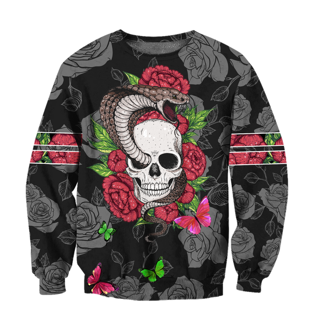 Snake Love Skull 3D all over printed for man and women QB05312003-Apparel-PL8386-Sweatshirt-S-Vibe Cosy™