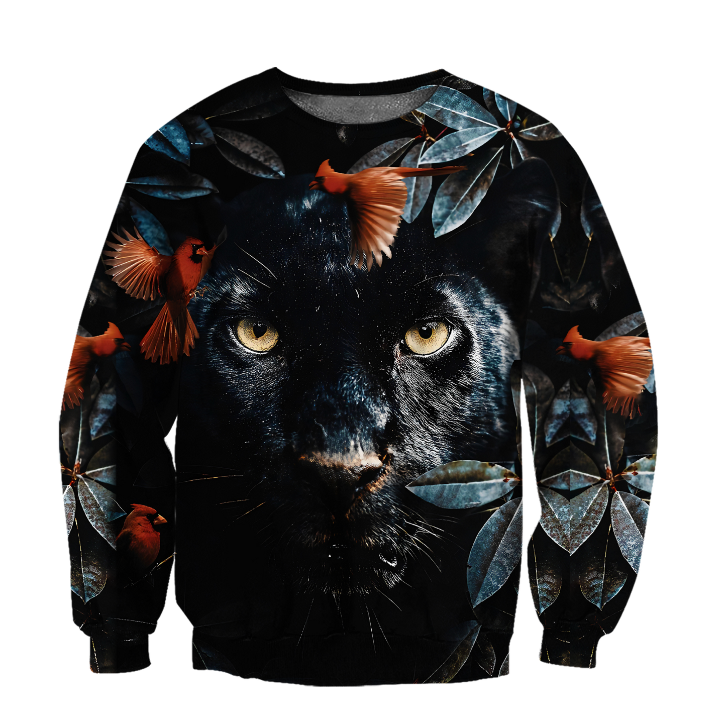 Flower Black Panther Over Printed Hoodie