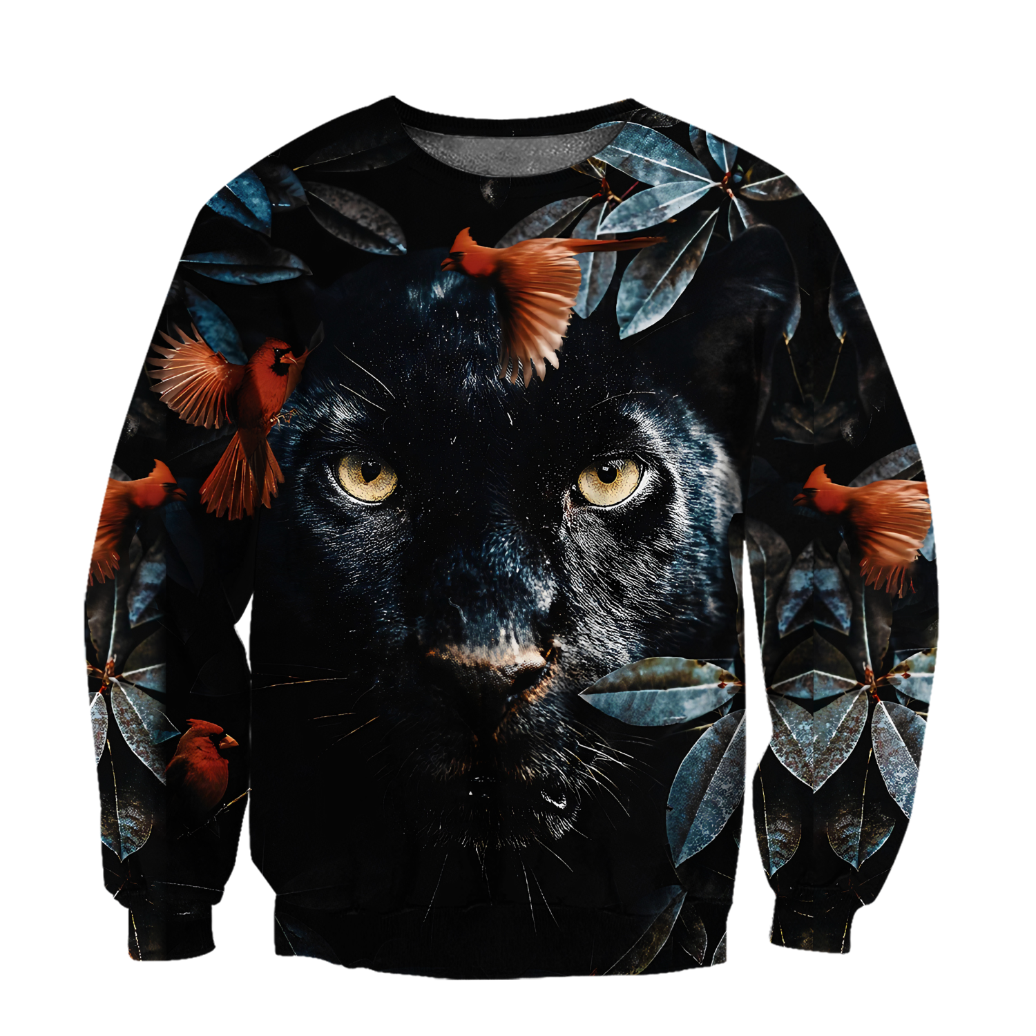 Flower Black Panther Over Printed Hoodie