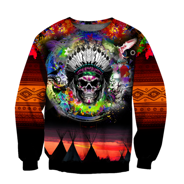 Love Skull native 3D all over printed for man and women QB06082002-Apparel-PL8386-Sweatshirt-S-Vibe Cosy™
