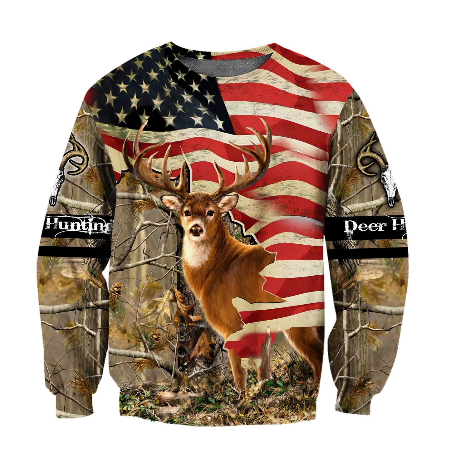 Deer Hunting America Flag 3D All Over Printed Shirts LAM