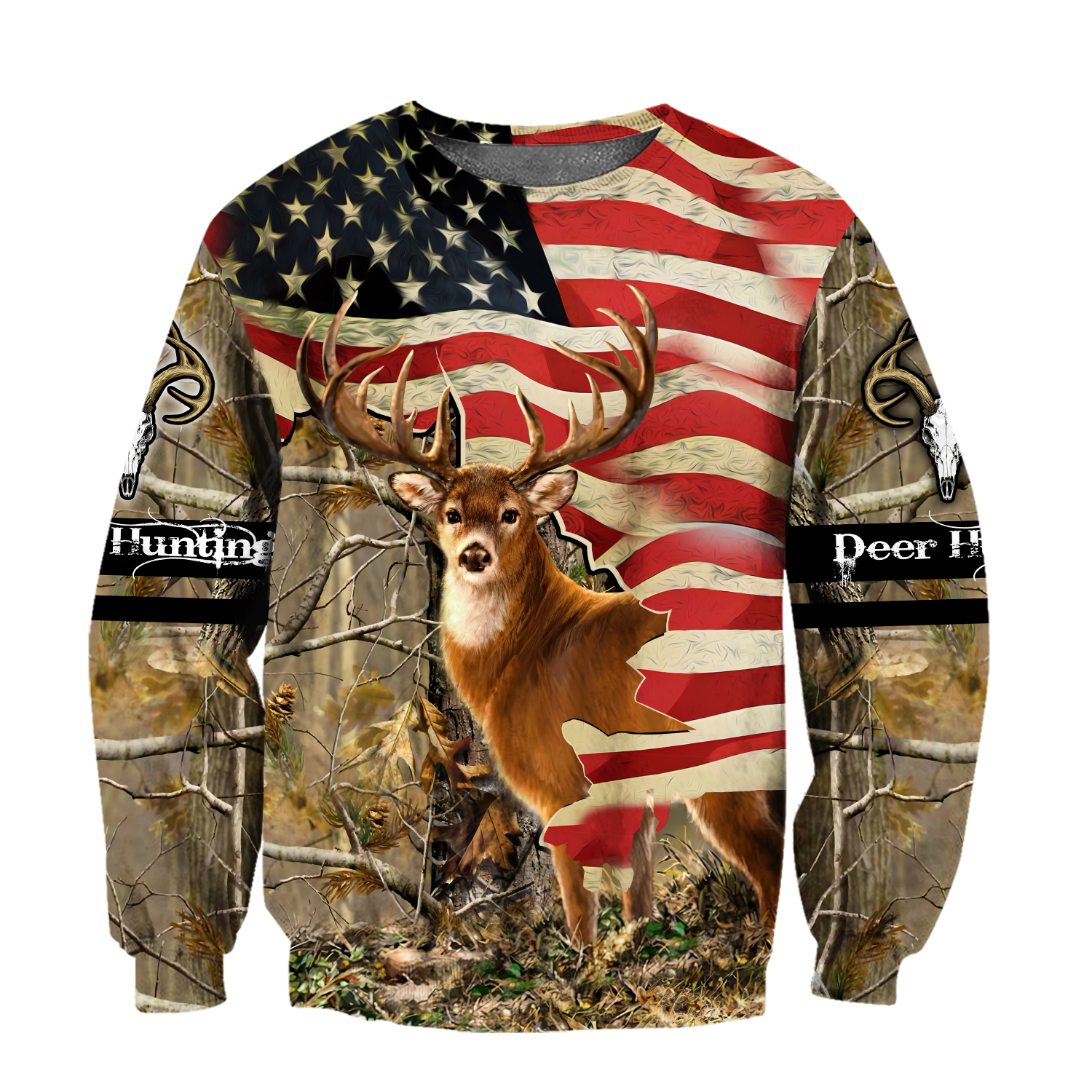 Deer Hunting America Flag 3D All Over Printed Shirts LAM