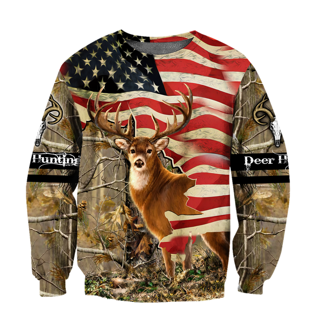 Deer Hunting America Flag 3D All Over Printed Shirts LAM