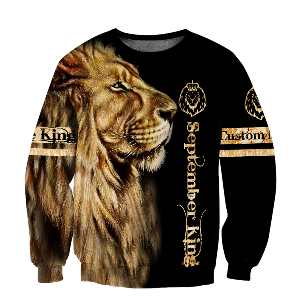 Custom Name September King Lion  3D All Over Printed Unisex Shirts