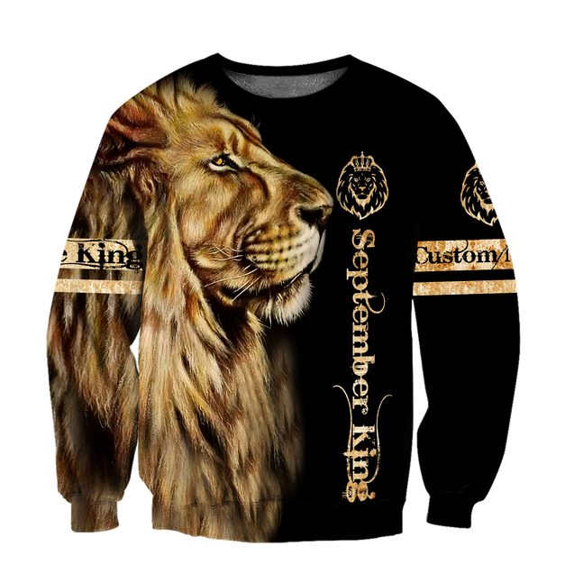 Custom Name September King Lion  3D All Over Printed Unisex Shirts