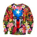 Puerto Rico Floral Skulls Shirt TH20061605S-Apparel-TQH-SweatShirts-S-Vibe Cosy™