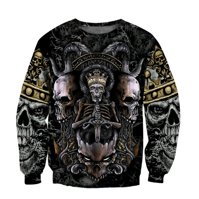 Skull King All Over Printed Hoodie For Men And Women MEI