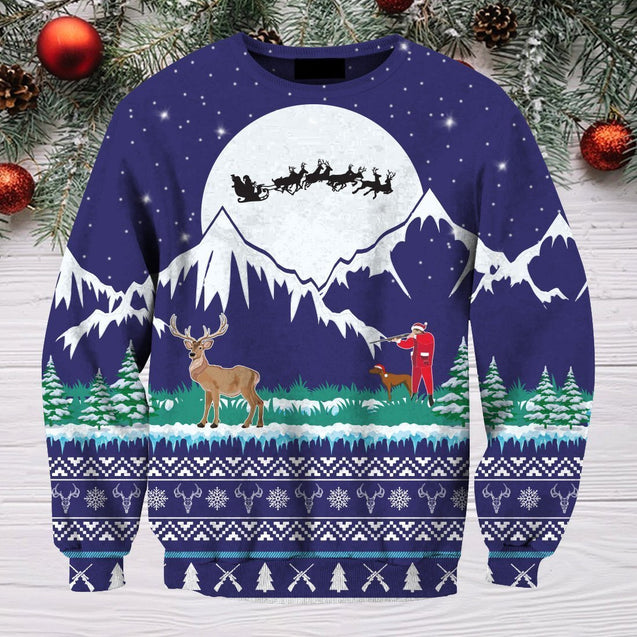 3D All Over Print Christmas Hunting Deer Hoodie-Apparel-HD09-Sweat Shirt-S-Vibe Cosy™