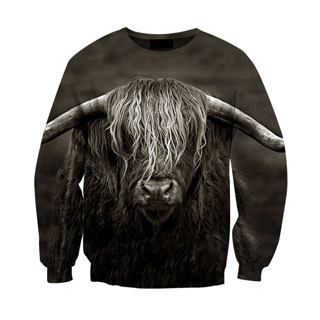 3D All Over Printed Cow Has Long Horns Hoodie-Apparel-HD09-Sweat Shirt-S-Vibe Cosy™