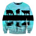 Sunset and Cow Blue Backgroud Hoodie-Apparel-HD09-Sweat Shirt-S-Vibe Cosy™