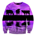 Sunset and Cow Violet Backgroud Hoodie-Apparel-HD09-Sweat Shirt-S-Vibe Cosy™