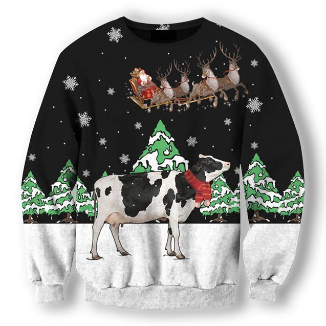 Dairy Cow For Christmas Clothes-Apparel-HD09-Sweat Shirt-S-Vibe Cosy™