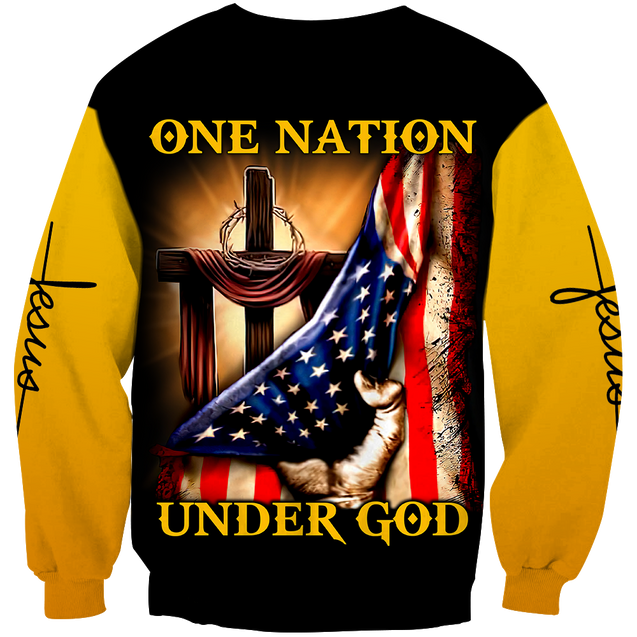 Easter God Jesus One Nation Under God 3D All Over Printed Shirt Hoodie JJ020402-Apparel-MP-Hoodie-S-Vibe Cosy™