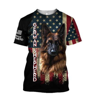 German Shepherd American Flag 3D All Over Print Hoodie