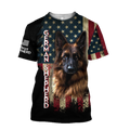 German Shepherd American Flag 3D All Over Print Hoodie