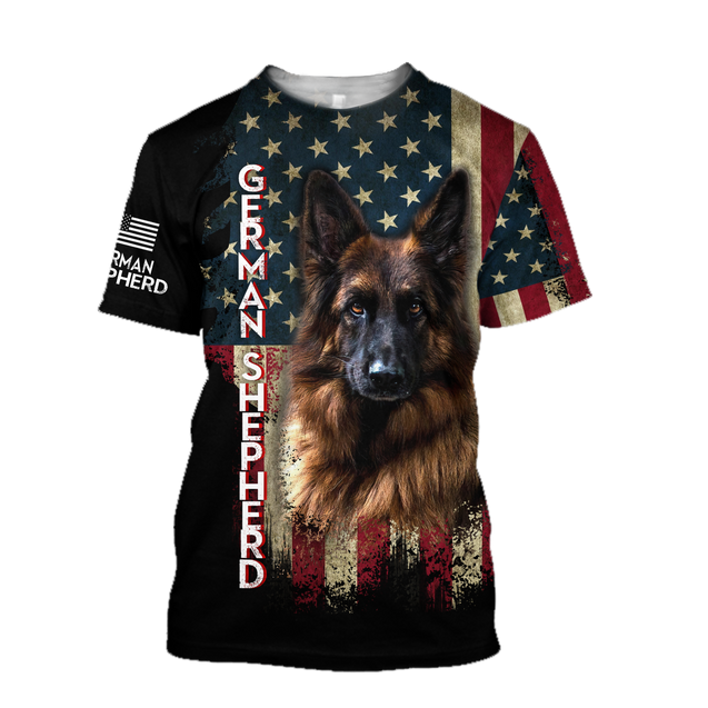 German Shepherd American Flag 3D All Over Print Hoodie