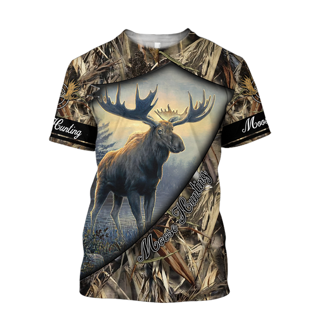 Moose Hunting 3D Over Printed Unisex Deluxe Hoodie