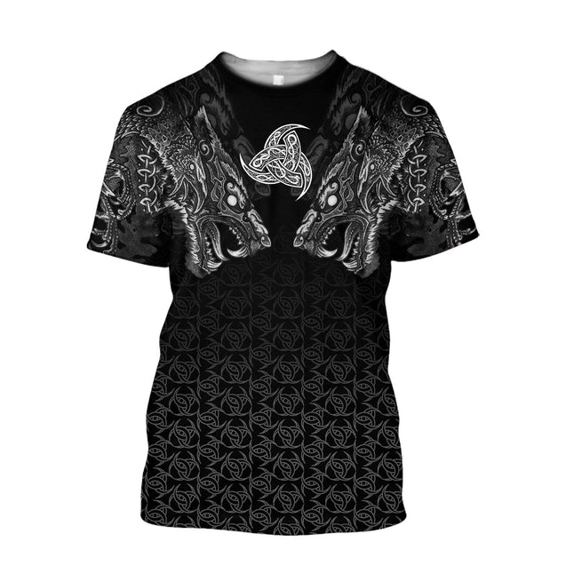 Fenrir Wolf Viking 3D All Over Printed Unisex Deluxe Hoodie ML