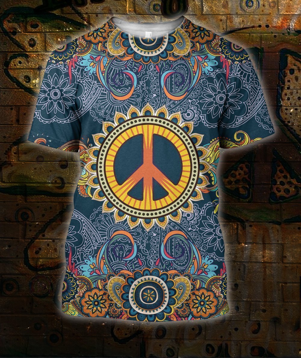 3D All Over Print Blue Hippie Hoodie-Apparel-HD09-T-Shirt-S-Vibe Cosy™