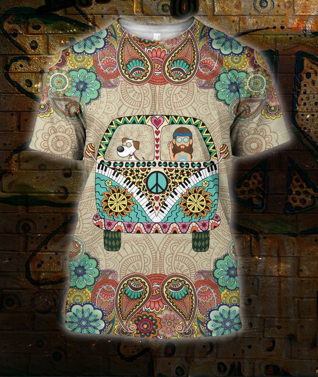 Dog Hippie 3D All Over Printed Shirts for Men and Women TT-Apparel-TT-T-Shirt-S-Vibe Cosy™