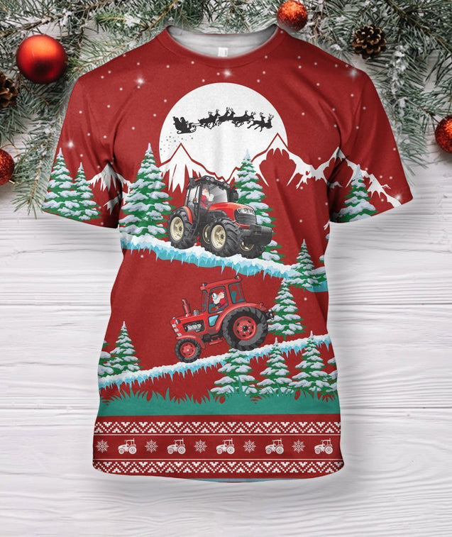 3D All Over Print Christmas Tractor Hoodie-Apparel-HD09-T-Shirt-S-Vibe Cosy™