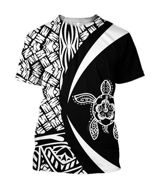 Hawaii Turtle Polynesian Hoodie - Circle Style White Color - AH - J9-ALL OVER PRINT ZIP HOODIES (P)-Phaethon-T-Shirt-5XL-Vibe Cosy™