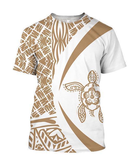 Hawaii Turtle Polynesian Hoodie - Circle Style Golden And White - AH - J9-ALL OVER PRINT HOODIES (P)-Phaethon-T-Shirt-5XL-Vibe Cosy™