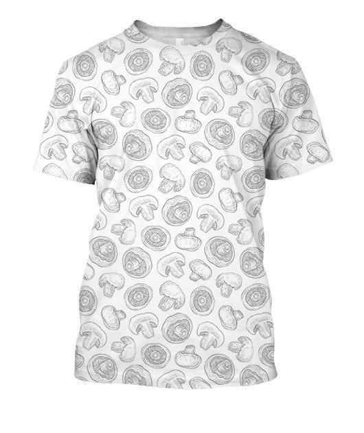 3D All Over Printing White Mushroom Shirt-Apparel-Phaethon-T-Shirt-S-Vibe Cosy™