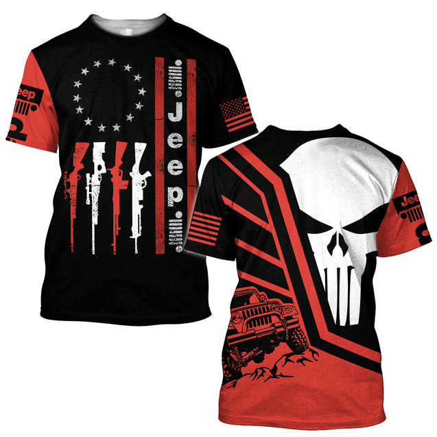 Jeep Skull Black and Red Unisex Shirts DL20302001