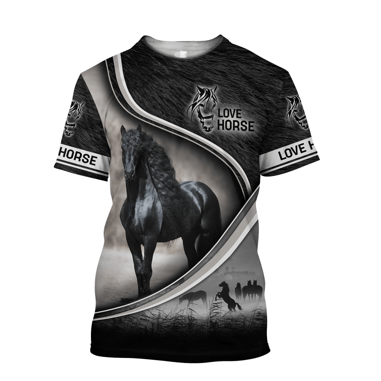 Black Horse 3D All Over Printed Shirts VP07102001