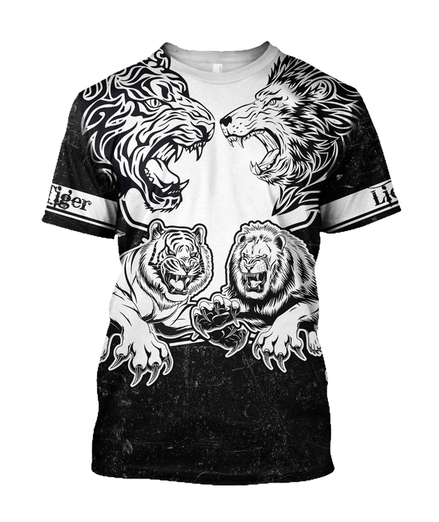 Lion vs Tiger Warrior Tattoo  3D All Over Printed  Unisex Shirts