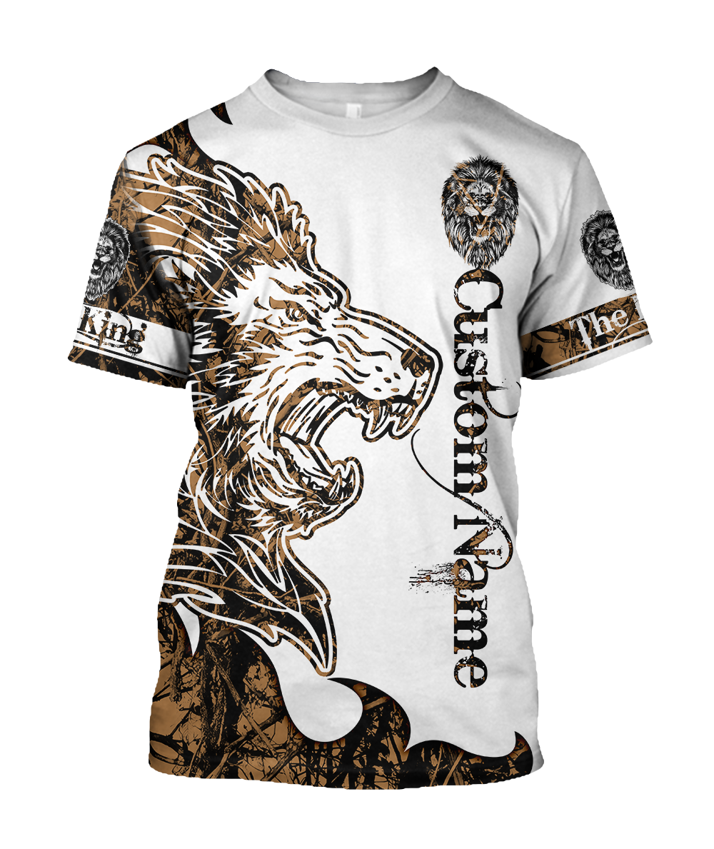 Custom Name The King Lion Tattoo Over Printed Hoodie