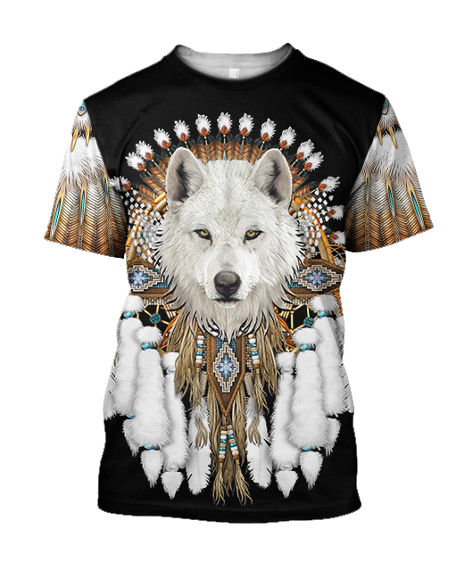 Native American Wolf 3D All Over Printed Shirts MP18052002-Apparel-MP-T shirt-S-Vibe Cosy™