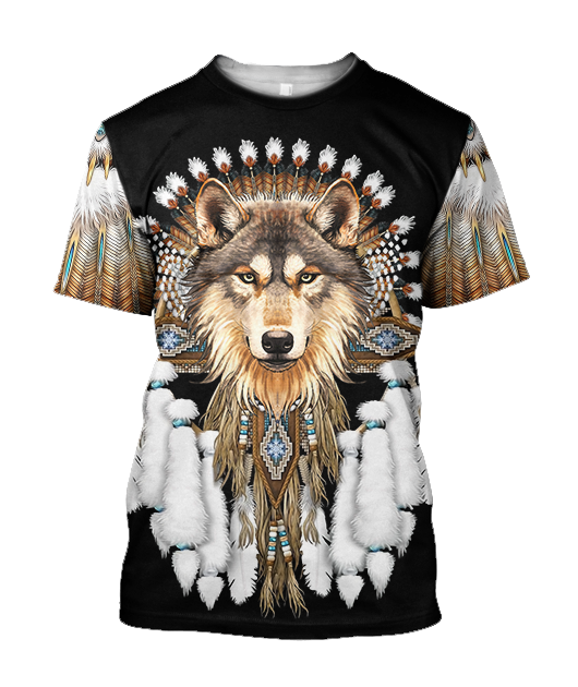 Native American Wolf 3D All Over Printed Shirts MP18052001-Apparel-MP-T shirt-S-Vibe Cosy™