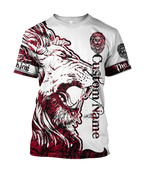 Custom Name The Red Alpha King Lion Tattoo 3D All Over Printed Unisex Shirt