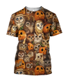 Halloween Pumpkin and Owl Over Printed Shirts For Men and Women JJW07082003