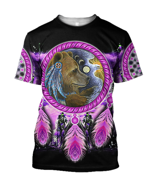 Native American Bear 3D All Over Printed Shirts JJ21052001-Apparel-MP-T shirt-S-Vibe Cosy™