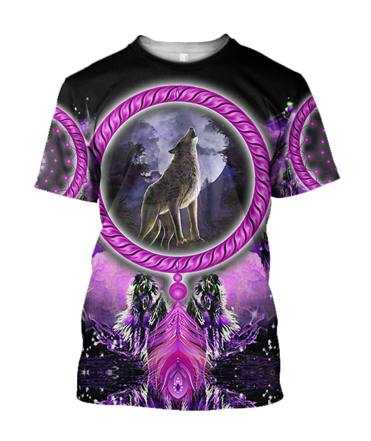 Native American Wolf Violet 3D Hoodie MP888 - Amaze Style™-Apparel