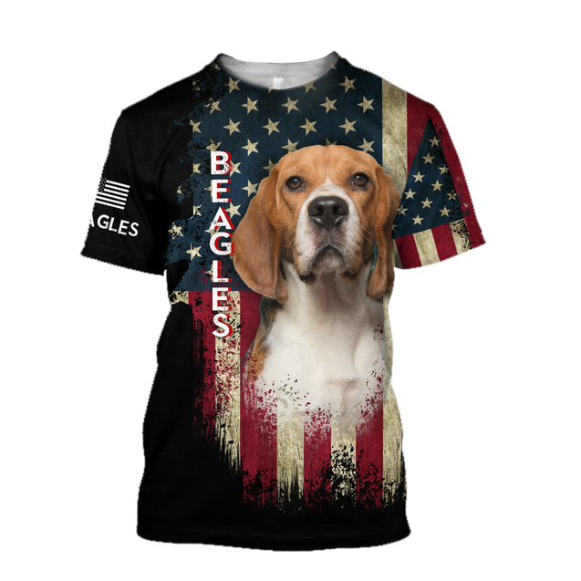 Beagles American Flag 3D All Over Print Hoodie