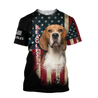 Beagles American Flag 3D All Over Print Hoodie