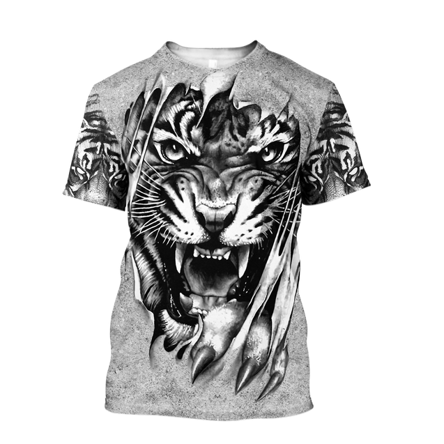 Tiger Tattoo Potrait Tshirt 3D All Over Printed Shirt for Men and Women