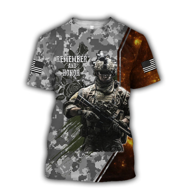 Memorial day Remember and honor the heroes 3D over printed shirts grey TR220403-Apparel-Huyencass-T-Shirt-S-Vibe Cosy™