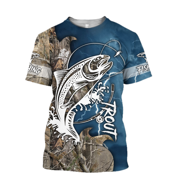 Trout Fishing Tattoo camo shirts for men and women blue color TR2108203