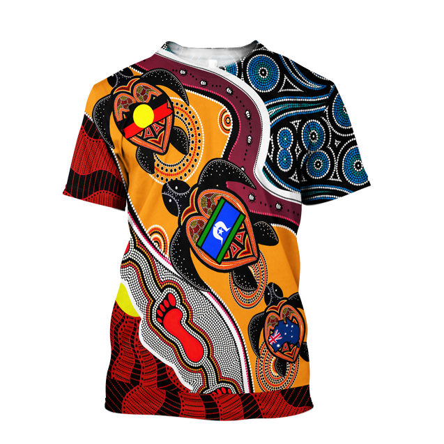 Australia Aboriginal Dots With Turtle And Naidoc Flags 3D Hoodie Shirt For Men And Women