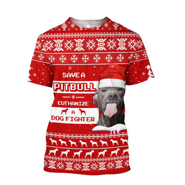 Save A Pit Bull Christmas Shirt for Men and Women NDD08102002