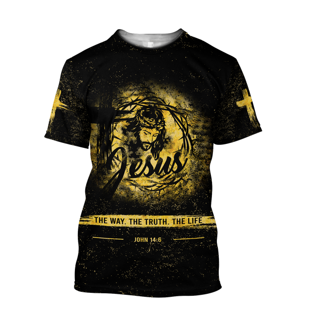 Jesus The Way The Truth The Life 3D All Over Printed Shirts For Men and Women Pi12062004-Apparel-TA-T-Shirts-S-Vibe Cosy™