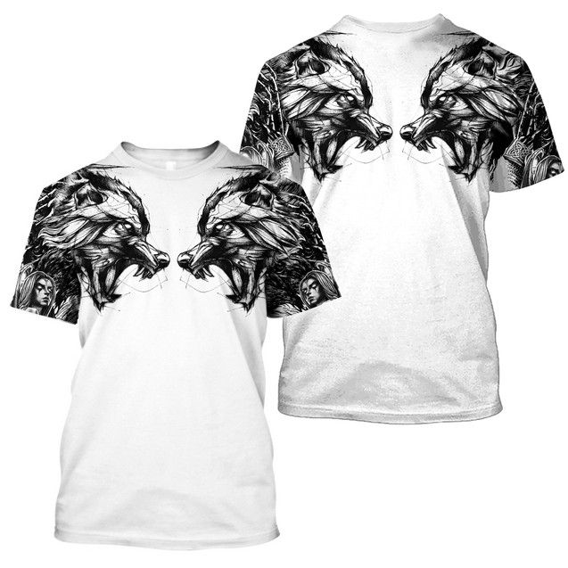 Tattoo Wolf Hoodie T Shirt For Men and Women HAC300502-NM-Apparel-NM-T-Shirt-S-Vibe Cosy™