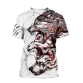 Three Gray Wolfs White Tattoo Tshirt 3D All Over Printed Shirt for Men and Women
