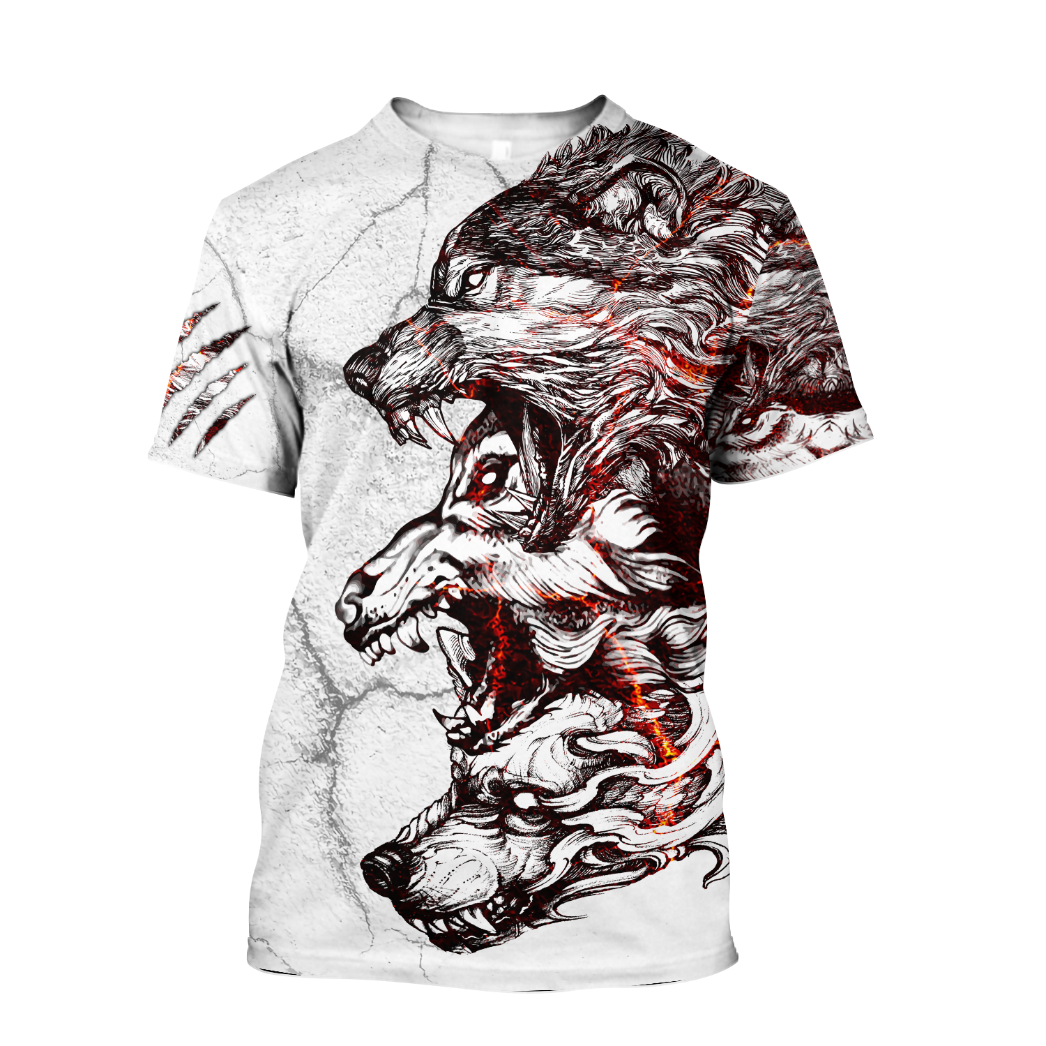 Three Gray Wolfs White Tattoo Tshirt 3D All Over Printed Shirt for Men and Women